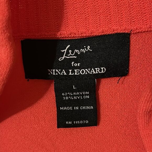 Lemmie for Nina Leonard coral eyelet ruffle cardigan size large - Picture 4 of 5